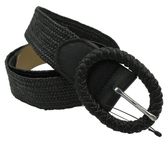 Chico's Woven Belt Black Women's Size L Neutral Casual 1.4" wide Non Leather $69 - Picture 3 of 6